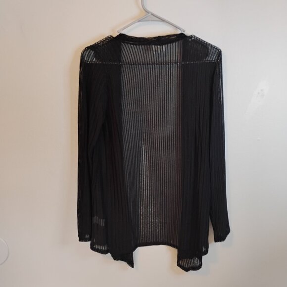 Agenda black open front sheer stretch mesh sweater light weight whimsigoth sz M - Picture 4 of 8